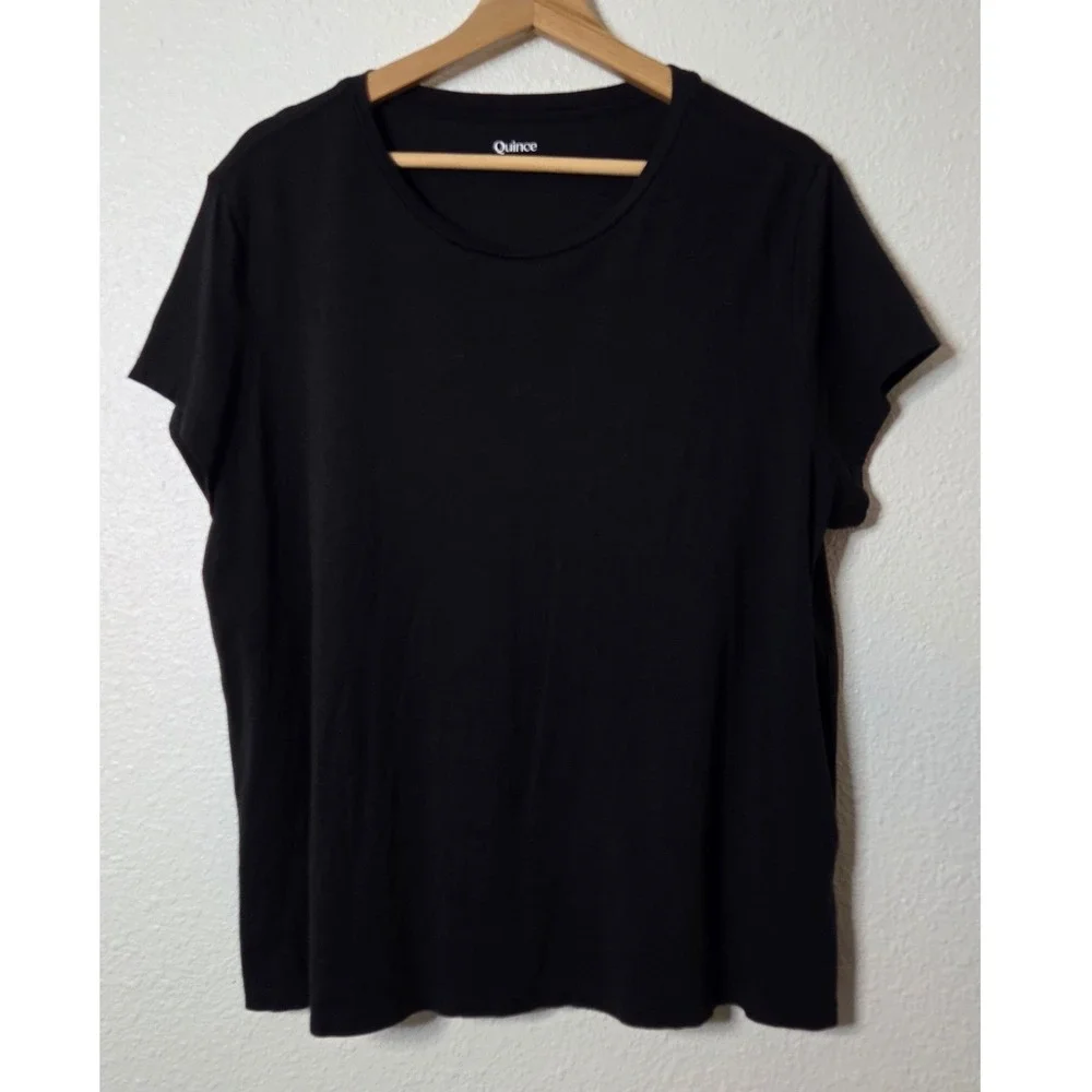 Quince Black Cotton Modal Tee Shirt‎ Women's XL Quiet Luxury Minimalist